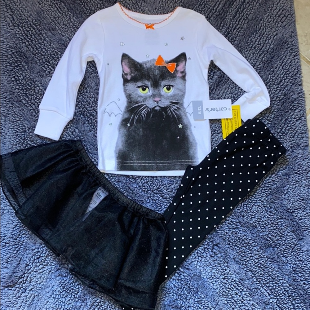 🎃New Carter’s Halloween Tutu Cat Snug Fit PJs